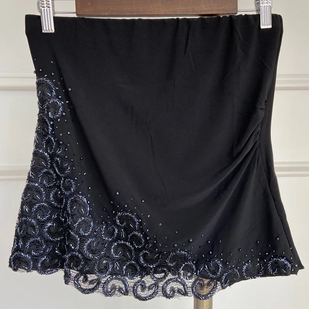 Amanda Adams Couture Black Strapless Hand Beaded Top Embroidered Lace Sz S NWOT - Picture 5 of 10